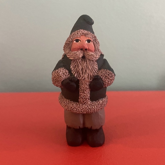 Vintage Gail Laura Jolly Santa In Forest Green 3” Tall - Picture 1 of 7